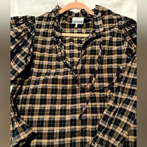 GANNI Seersucker Gingham Blouse